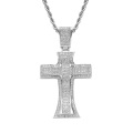 colar de joias com diamantes blingbling, homens, mulheres, cobre, zircão, banhado a ouro, amuleto, tamanho grande, colares com pingente de cruz de Jesus